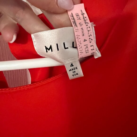 Milly Cocktail Dress - Size 4 - Red, Short, Ruffle Sleeves - Picture 4 of 6